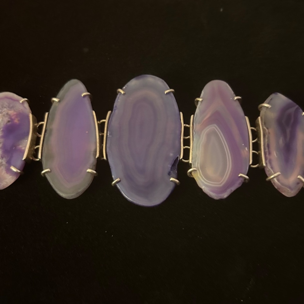 Whitney Kelly Sterling Sliced Purple‎ Agate Statement Bracelet Toggle - Picture 7 of 7